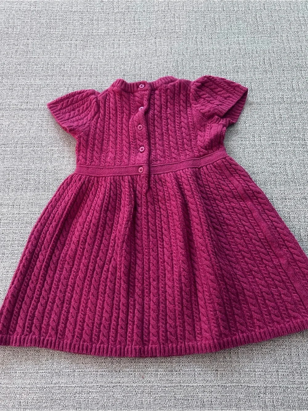 Janie and Jack Fuchsia Cable Knit Dress Bow & Embroidered Flowers. Size 5